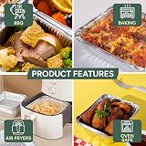 Zuvo Pack of 50 Aluminium Foil Food Containers with Lids 14.5x12.5x4.5cm view 3