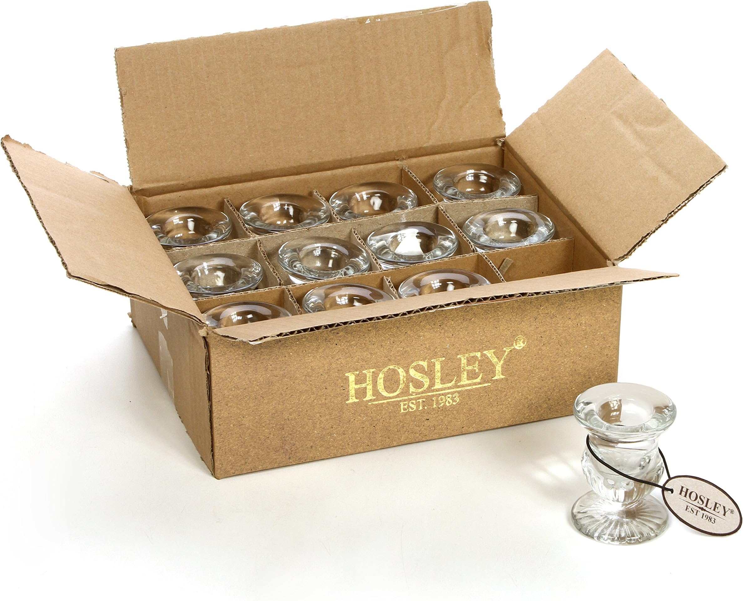 Hosley's Set of 12 Glass Taper Candle Holders - 2.5" High