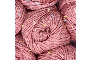 KNITPAL Tweed Twinkles Super Soft Textured Knitting Crochet Yarn, 8 Balls (696 yards/400 Grams) Light Worsted #3 (Pink Lemonade)