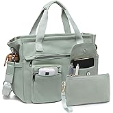 2Pcs/Set Large Canvas Tote Bag for Women, Laptop Work Bags Crossbody Shoulder Hobo Handbag Purse Travel Gym Teacher College