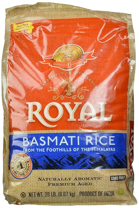 Royal White Basmati Rice, 20 Pound Bag