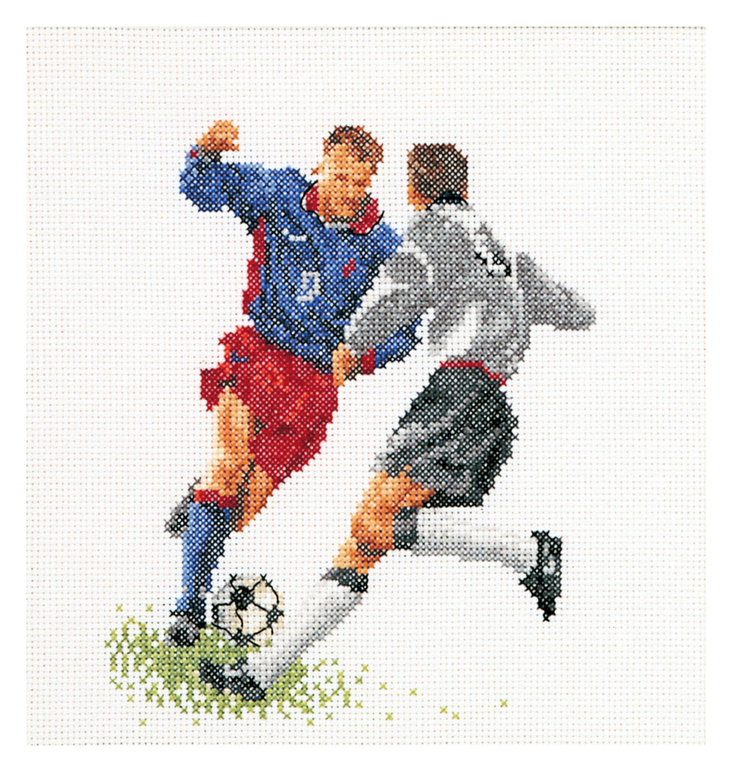 Thea Gouverneur Football (Soccer) On Aida Counted Cross Stitch Kit-6.25-inch x 6.75-inch 18 Count