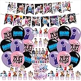 Stray Kids Merch 5 Star Birthday Party Decoration, Include Stray Kids Theme Party Banner, Cake Topper, Latex Balloons for Adult Fans Music Birthday Party