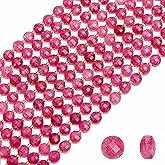 AUREHEN 1 Strand Natural 6mm Faceted Pink Tourmaline Beads for Jewelry Making, Healing Faceted Coin Gemstone Crystal Beads for DIY Bracelet Necklace Crafts