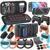 YUANHOT 32-in-1 Accessories Bundle for Nintendo Switch 2,Family Games Kits | Carrying Case,Charging Dock for Joycon Switch 2 Controller,Tempered film,Steering Wheels,Grips,Protective Cover