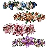 4PCS Luxurious Flower Metal French Barrettes Hair Clasps Accessories Women Girls