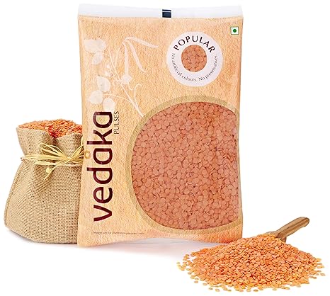 Amazon Brand - Vedaka Popular Red Masoor Dal Split, 500g