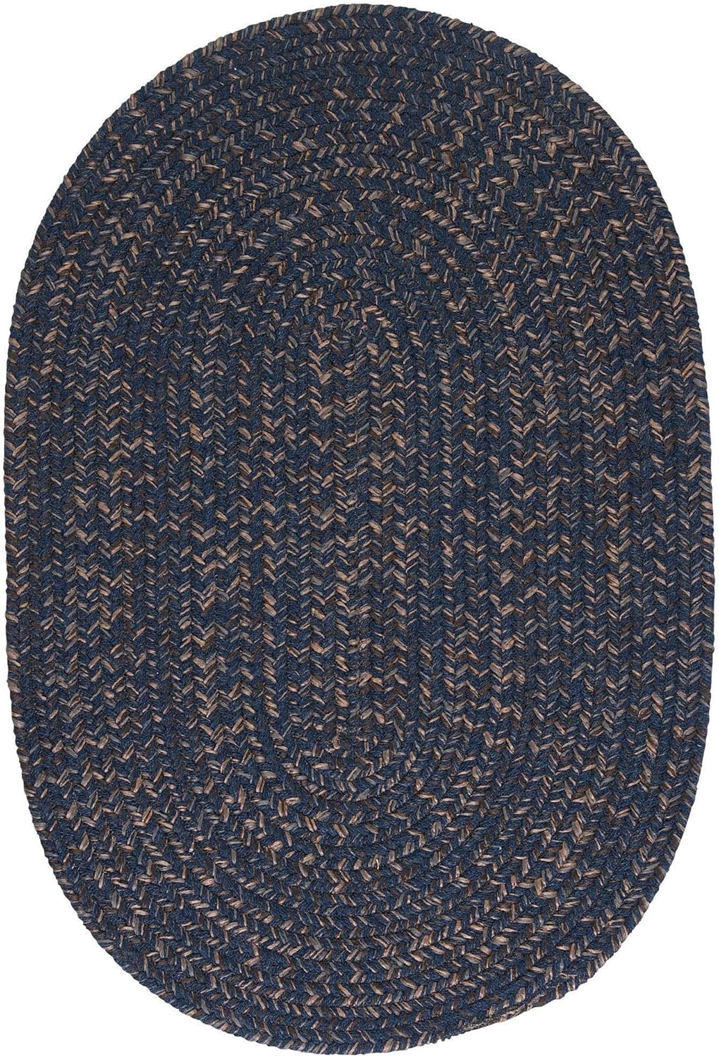 Colonial Mills Hillsdale Braided Reversible Rug USA Made Navy 8' x 10' Oval