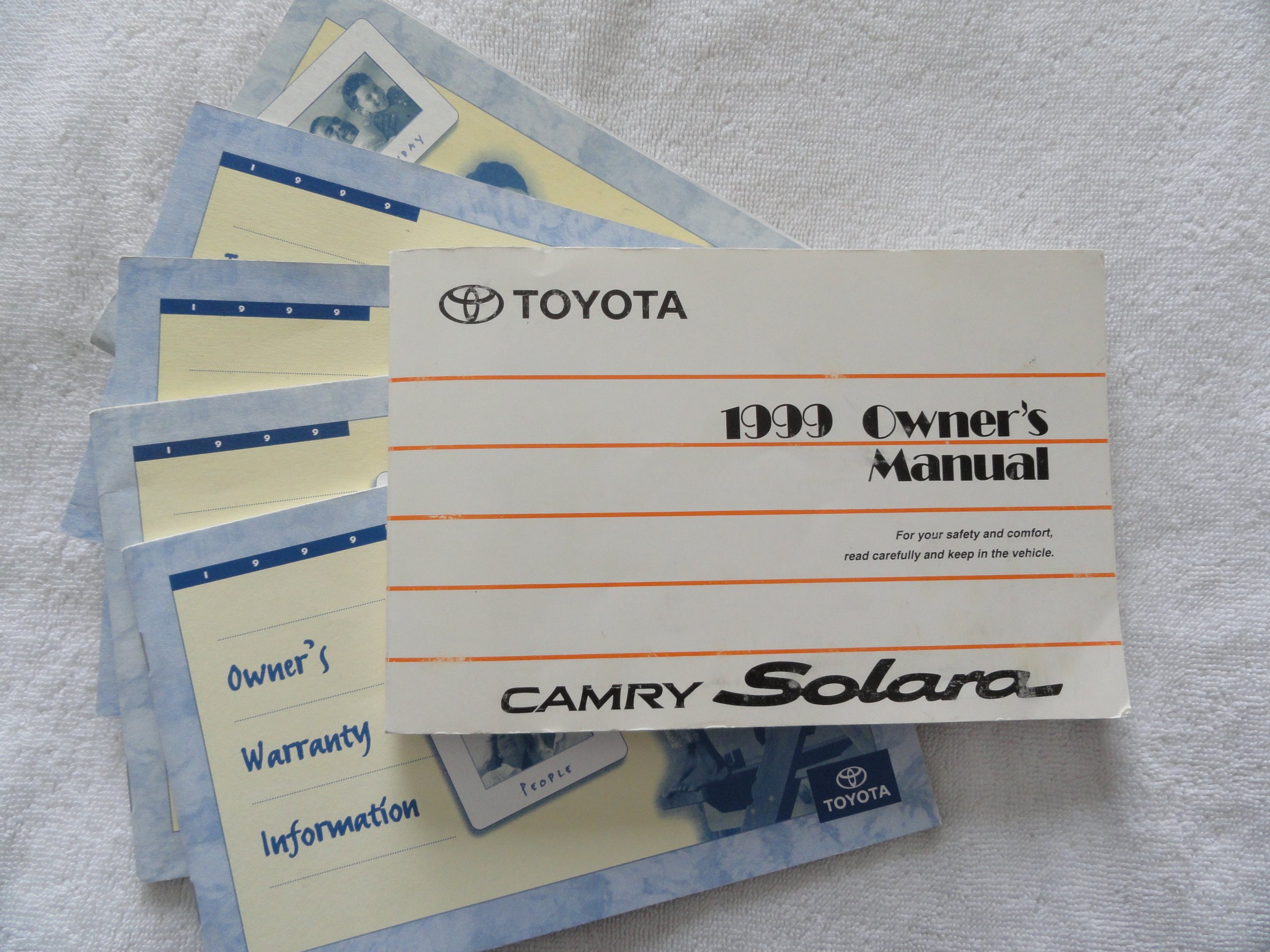 1999 Toyota Camry Solara Owners Manual Set Unknown Binding – 1998