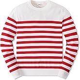 JSTEX Girls Sweaters Cotton Striped Knit Sweater Long Sleeve Crew Neck Kids Pullover Sweater for Girl Size 6-12