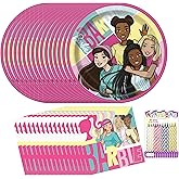 Barbie Party Supplies Pack for 16 Guests – Officially Licensed – 7" Dessert Plates & Luncheon Napkins with Birthday Candles – Barbie Birthday Party Decorations for Girls