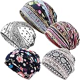 SATINIOR 5 Pieces Women's Slouchy Beanie Chemo Hat Stretch Cancer Head Wraps Sleep Head Scarf for Cancer Patient