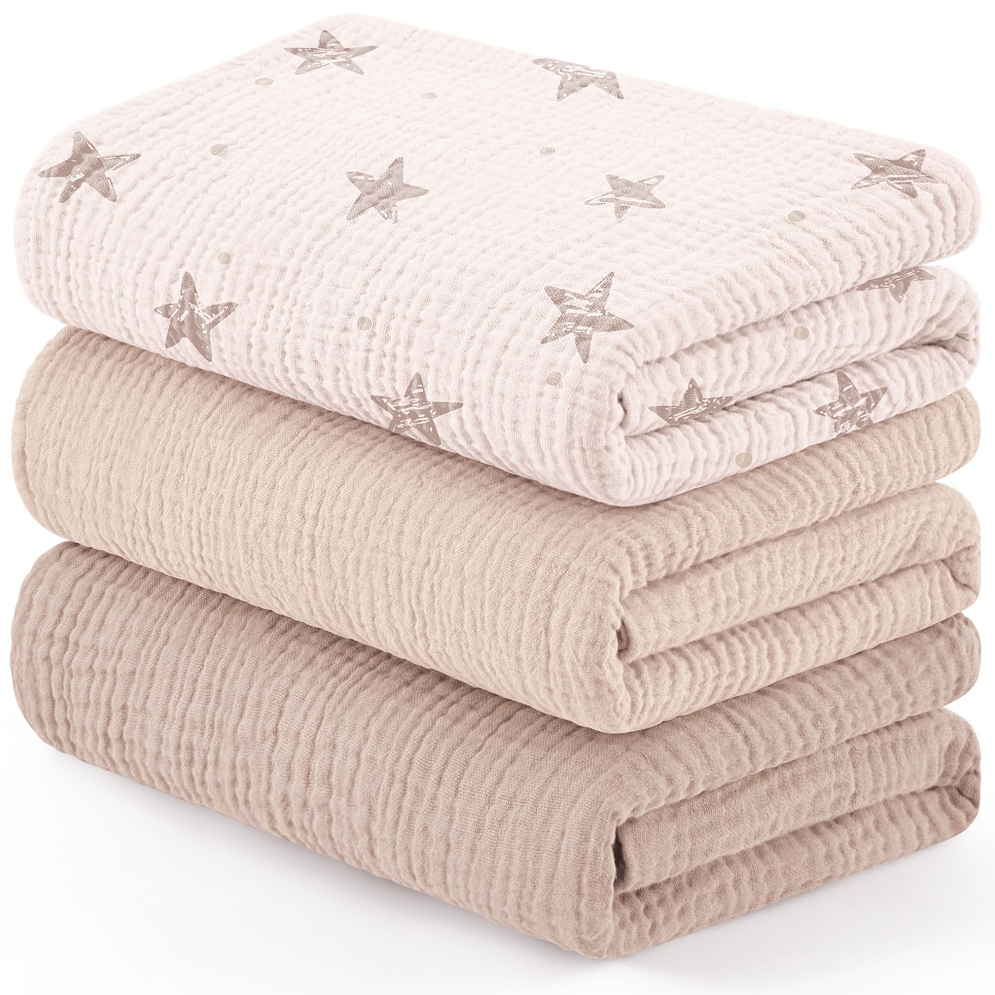 Photo 1 of Susurration Muslin Receiving Blanket,100% Cotton Swaddle Blankets for Newborn Soft Thin Swaddle for Unisex Newborn 38x40inch (Pink Stars)