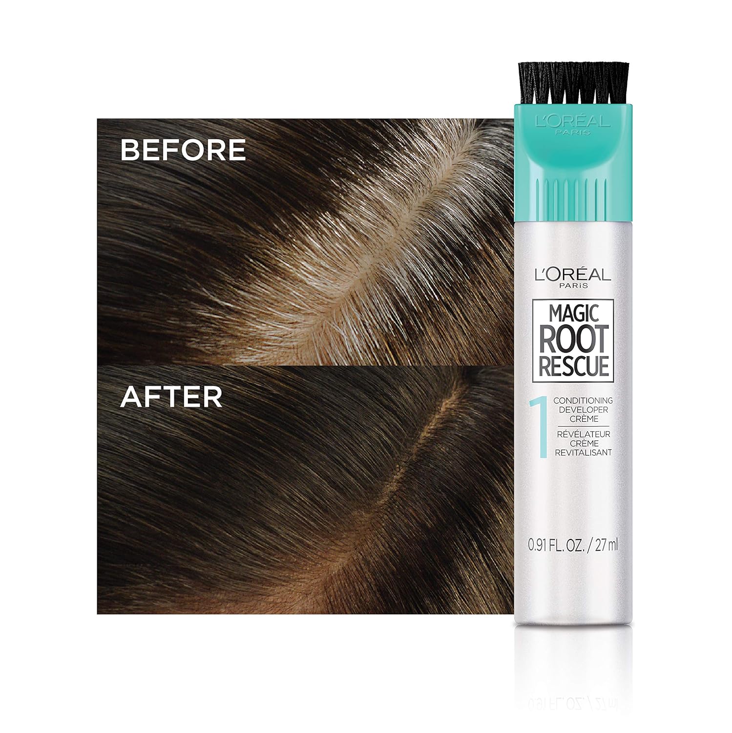L'Oreal Paris Magic Root Rescue 10 Minute Root Hair Coloring Kit, Permanent Hair Color with Quick Precision Applicator, 100% Gray Coverage, 4 Dark Brown, 2 count: Beauty