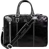 Time Resistance Leather Laptop Briefcase - Full Grain Leather Computer Bag for Men and Women | Leather, Full Grain Leather