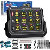 MICTUNING P1s-AC Wireless 12 Gang Switch Panel, Plug and Play | 433MHz Remote Control Range Up to 265FT 12v Multifunction Toggle Momentary Pulsed Strobe Circuit Control Box for Car Truck RV