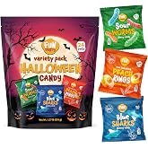 Halloween Candy, Trick or Treat Candy - 24 Packs | Gummy Worms, Gummy Sharks, Peach Rings, Gummy Candy Individually Wrapped