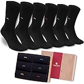BAMBOOVEN Men’s Dress and Trouser Socks – Premium Rayon Made From Bamboo, Crew Socks (6 pair + Gift box)