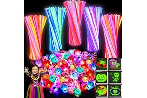 ENVOTEK 150 PCS Halloween Party Favors for Kids, Halloween Party Supplies Glow in The Dark Toys Bulk Light Up LED Rings Glow Sticks Halloween Treats for Goodie Bag Fillers Classroom Prizes Trick or Treat Gift