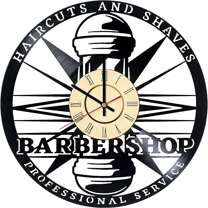 Amazon Com Stp Cat Vintage Barber Haircut Razor Vinyl Wall Clock