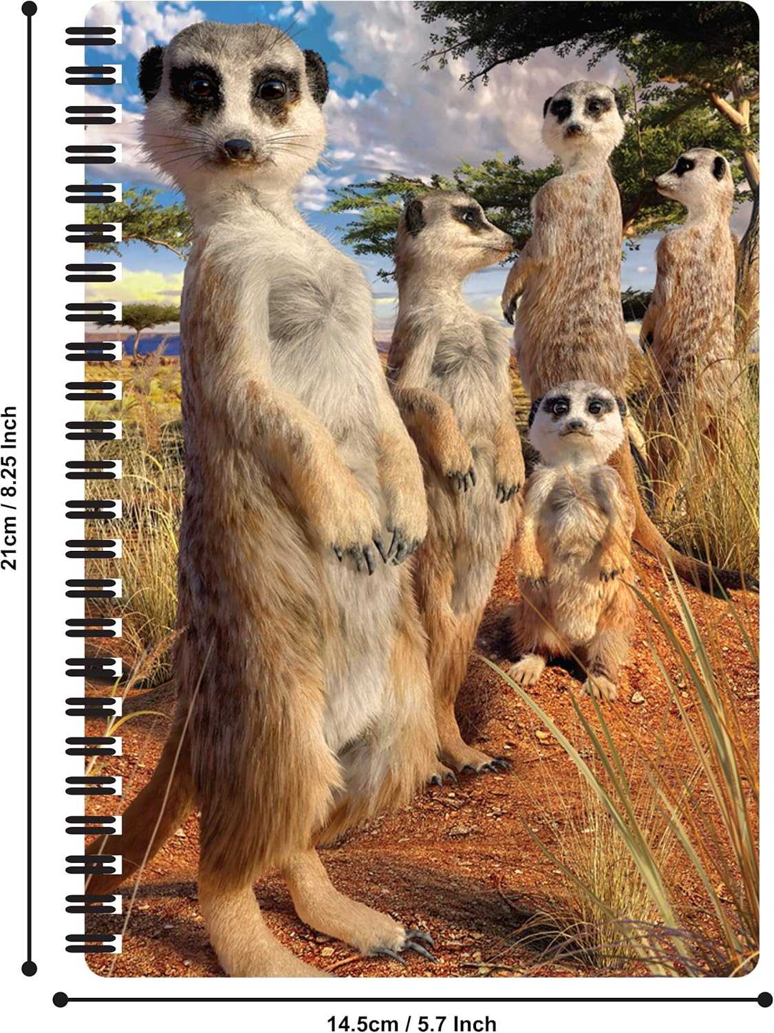 3D LiveLife A5 Notebook, Meerkat Gaze from Deluxebase. Spiral Bound Lined Notebook with 80 Recycled Pages - Image 3