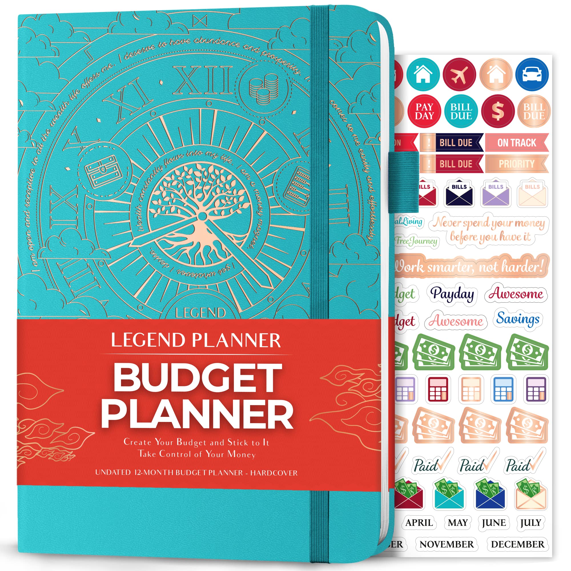 Legend Budget Planner – Financial Organizer Book. Money Account & Expense Tracker Notebook Journal for Household Monthly Budgeting (Turquoise)