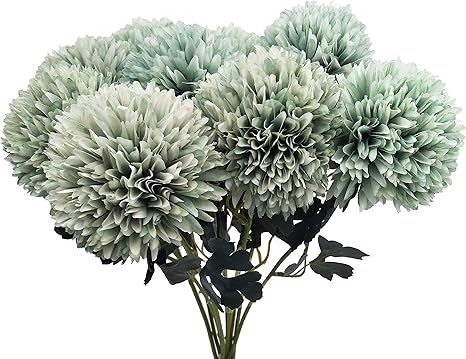 Amazon Cn Knight Artificial Flower シルク アジサイ ポン ポン ポンポン 花 ダリア 菊 デイジータンポポ 結婚式 ブライダル ブーケ 花嫁介添人 家飾り付け ベビーシャワー目玉 向け 8個 22 グリーン 造花 オンライン通販