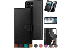 DuckSky for Samsung Galaxy S24 Ultra Genuine Leather Wallet case 【RFID Blocking】【4 Credit Card Holder】【Real Leather】 Flip Folio Book Phone case Protective Cover Women Men for S24Ultra case Black
