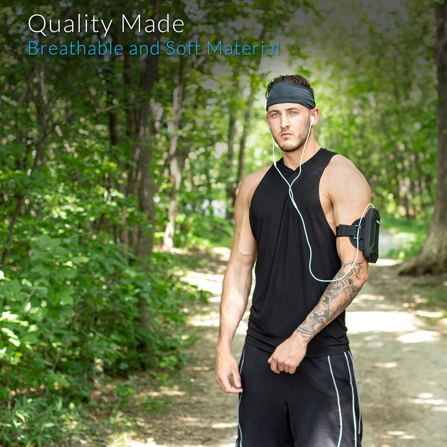 Sports Headband: UNISEX Fitness Headbands For Women & Men. Head Band Sweatband for Running, Yoga, Workout Gym Exercise. NO SLIP Sport Sweatbands & Sweat Wicking Athletic Head Wrap Bands Black: Clothing