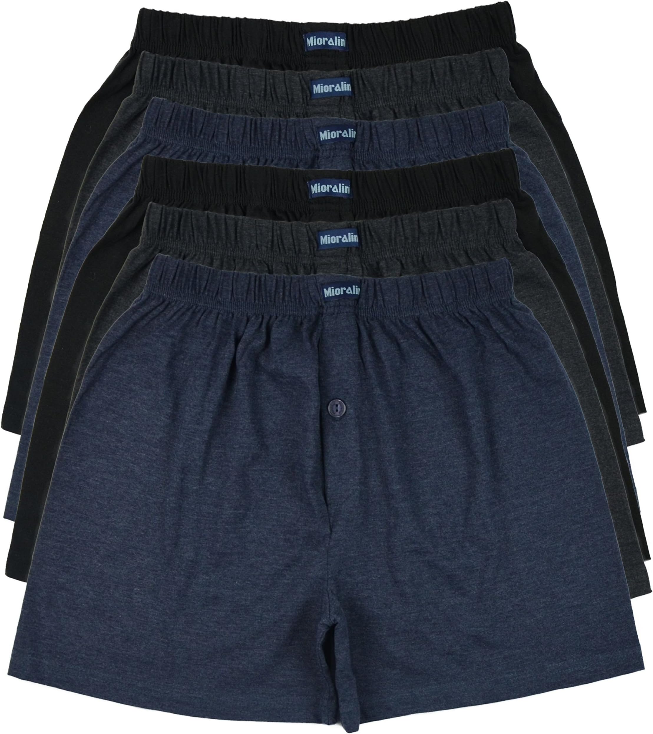 MioRalini 12 or 6 Men's Soft Cotton Boxershorts Multicolored with and Without Button and Fly