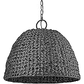 Golden Lighting Rue 3-Light Outdoor Pendant in Natural Black