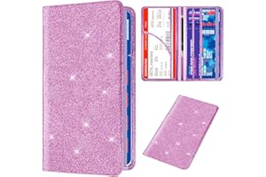 HIIXHC Bling Car Registration and Insurance Holder, PU Leather Vehicle Glove Box Organizer Wallet Case Organizer for Insurance Card, Driver License, Essential Document, Paperwork