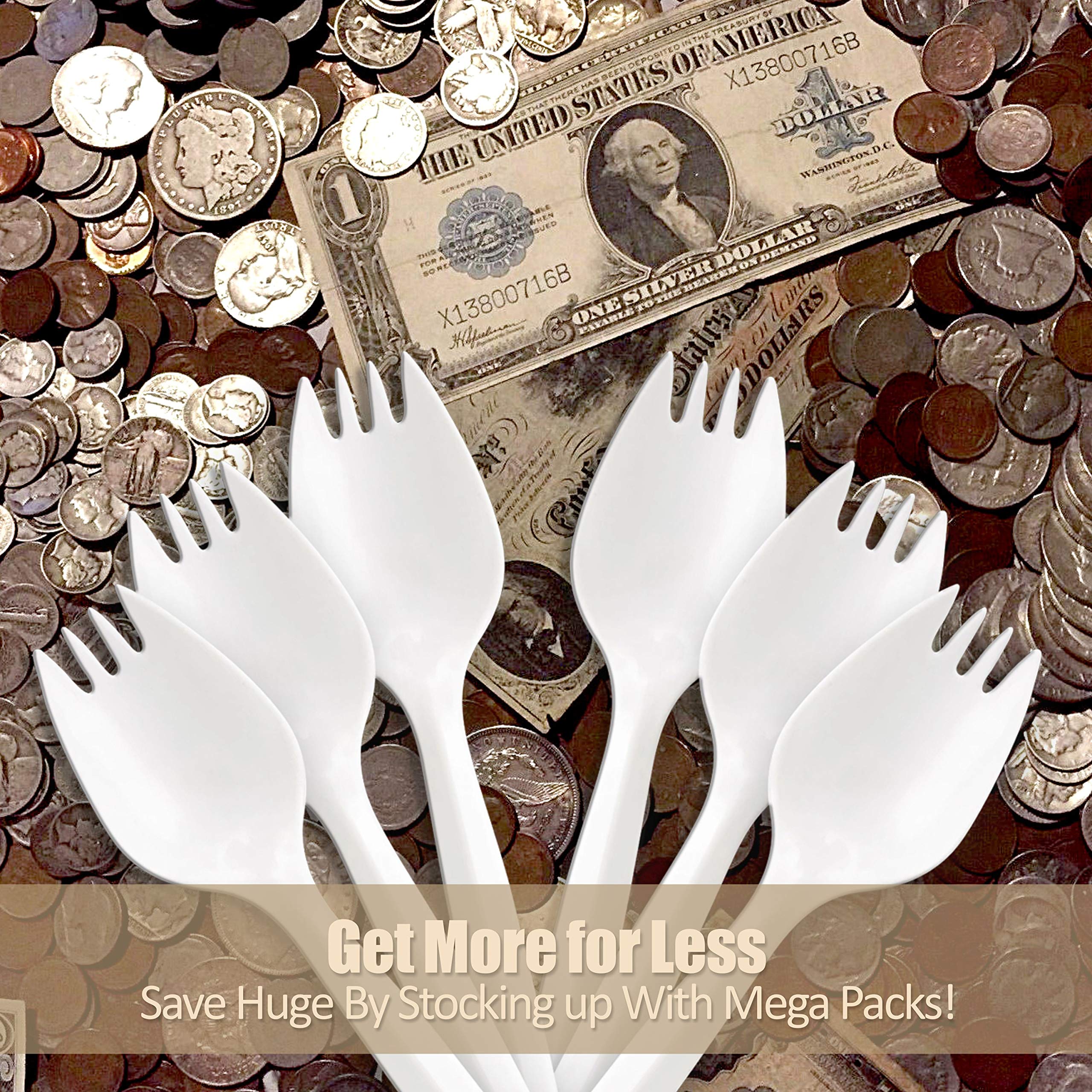 Heavy-weight Disposable Sporks 300Pk BPA-Free - MARIGOLD Recyclable cutlery, Eco-Friendly and Kid-Safe Utensils, Great for School Lunch, Picnics or Restaurant and Party Supply Spoons and Forks