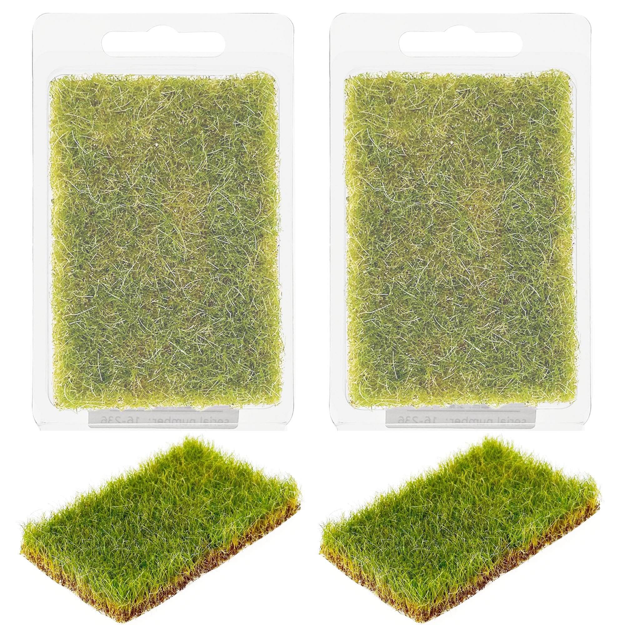 Attuslla 2 PCS Static Grass Bushy Tufts, Model Grass Tufts for DIY Architecture Building Model Train Landscape Railroad Scenery, Autumn Green