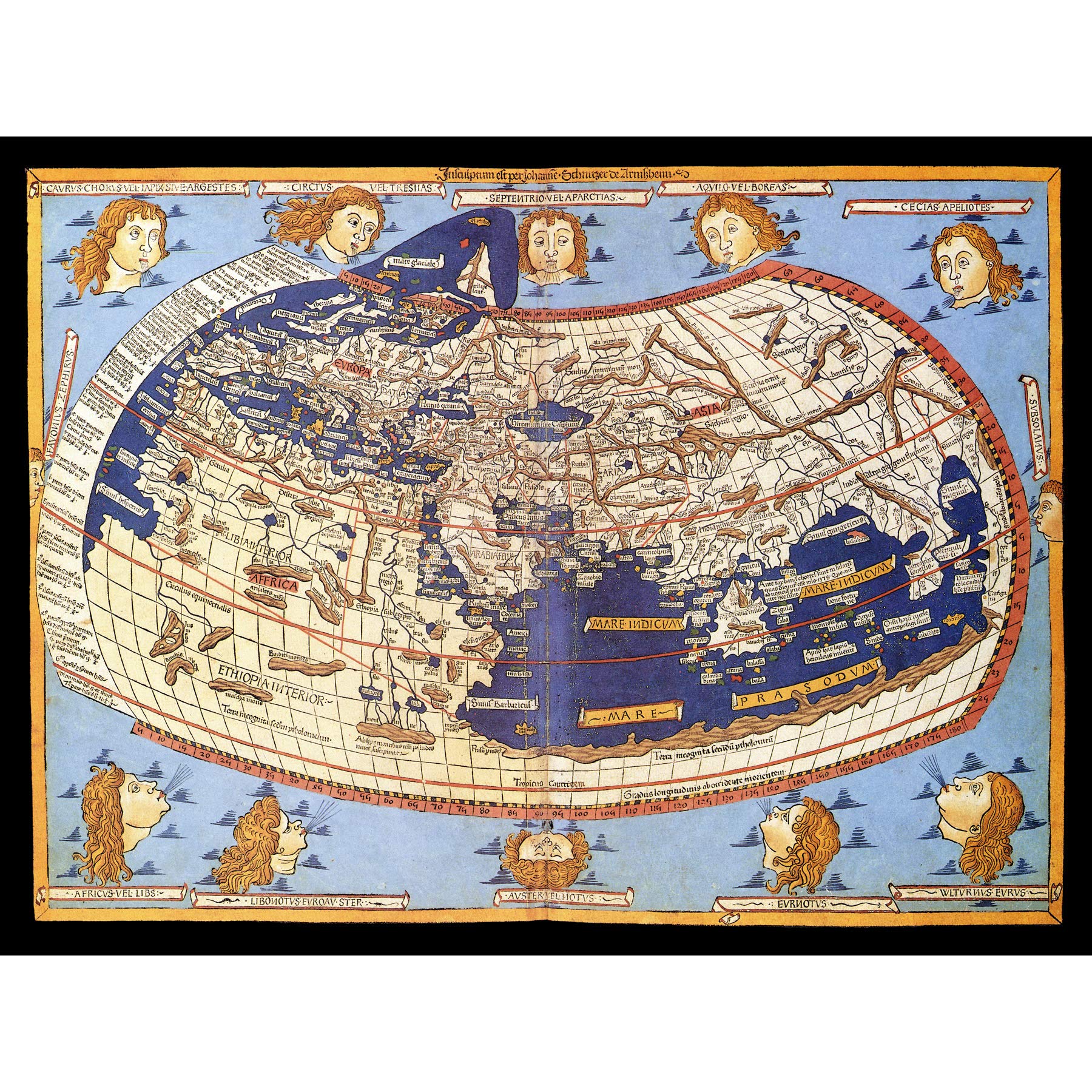 Artery8 Map Nicolas 1482 Ptolemy 2nd Century World Pictorial Large Wall Art Poster Print Thick Paper 18X24 Inch