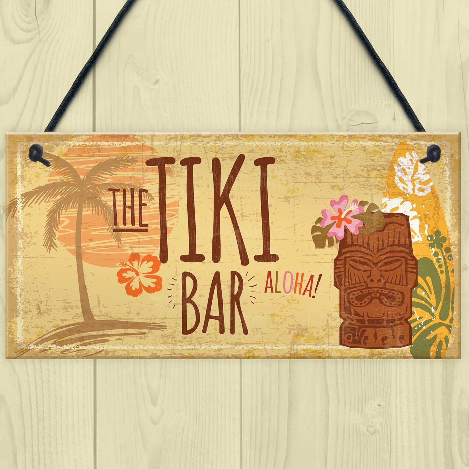 Garden Plaques Personalised Tiki Bar Metal Wall Sign Plaque Uk Made Beer Cocktail Beach Novelty Home Decor Plaques Signs