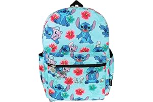 KBNL Lilo and Stitch 16 Inch Allover Print Laptop Backpack (Aqua)