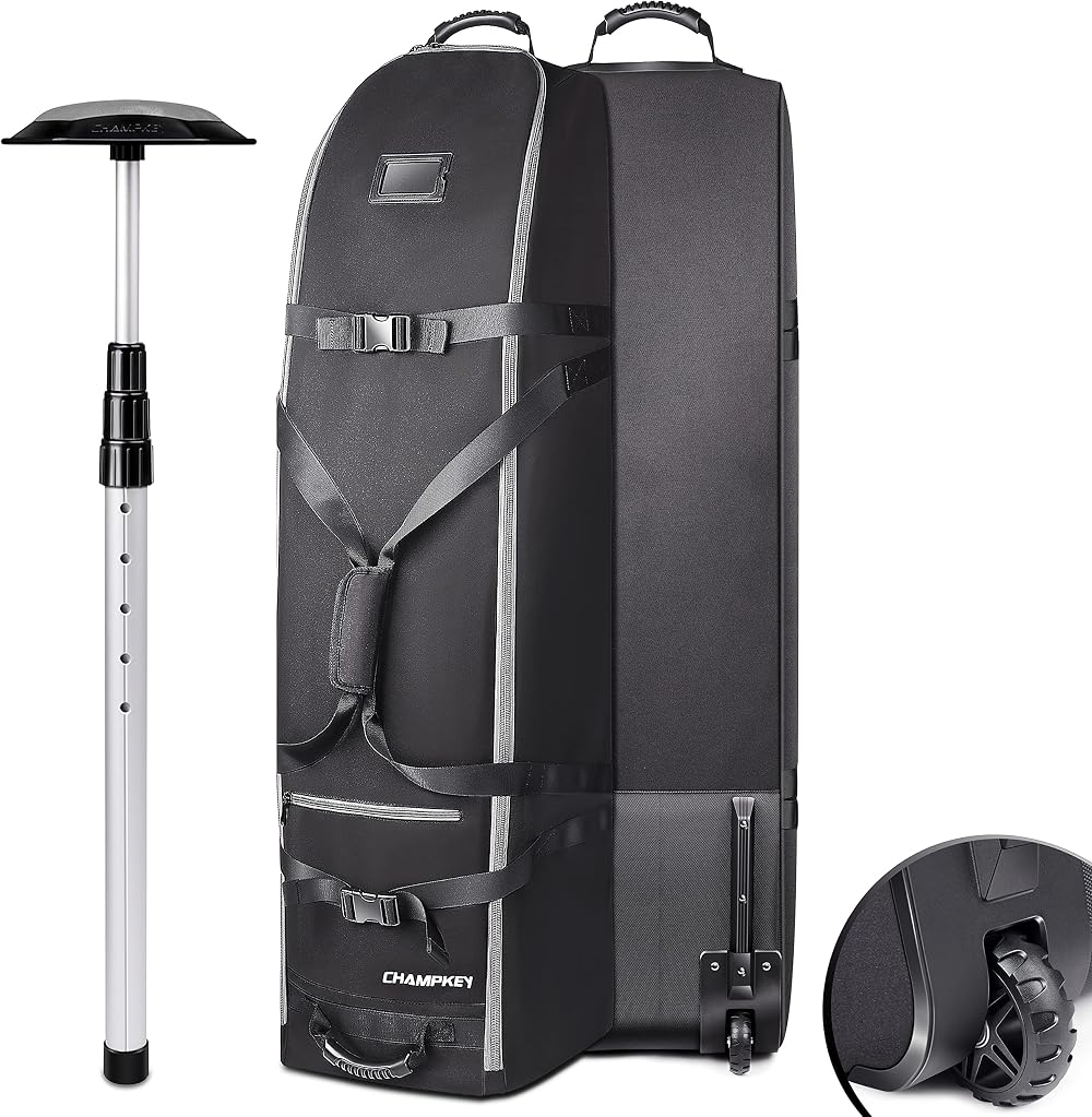 CHAMPKEY Premium Soft Padded Golf Travel Bag with Wheels 1200D Oxford Fabric