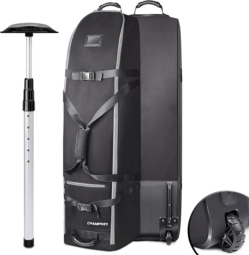 CHAMPKEY Premium Soft Padded Golf Travel Bag with Wheels 1200D Oxford Fabric