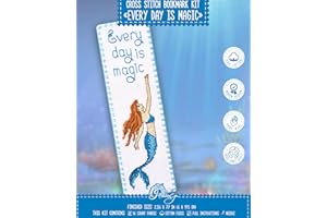 Povitrulya Counted Cross Stitch Bookmark Kit 'Mermaid - Every Day is Magic' for Hand Embroidery