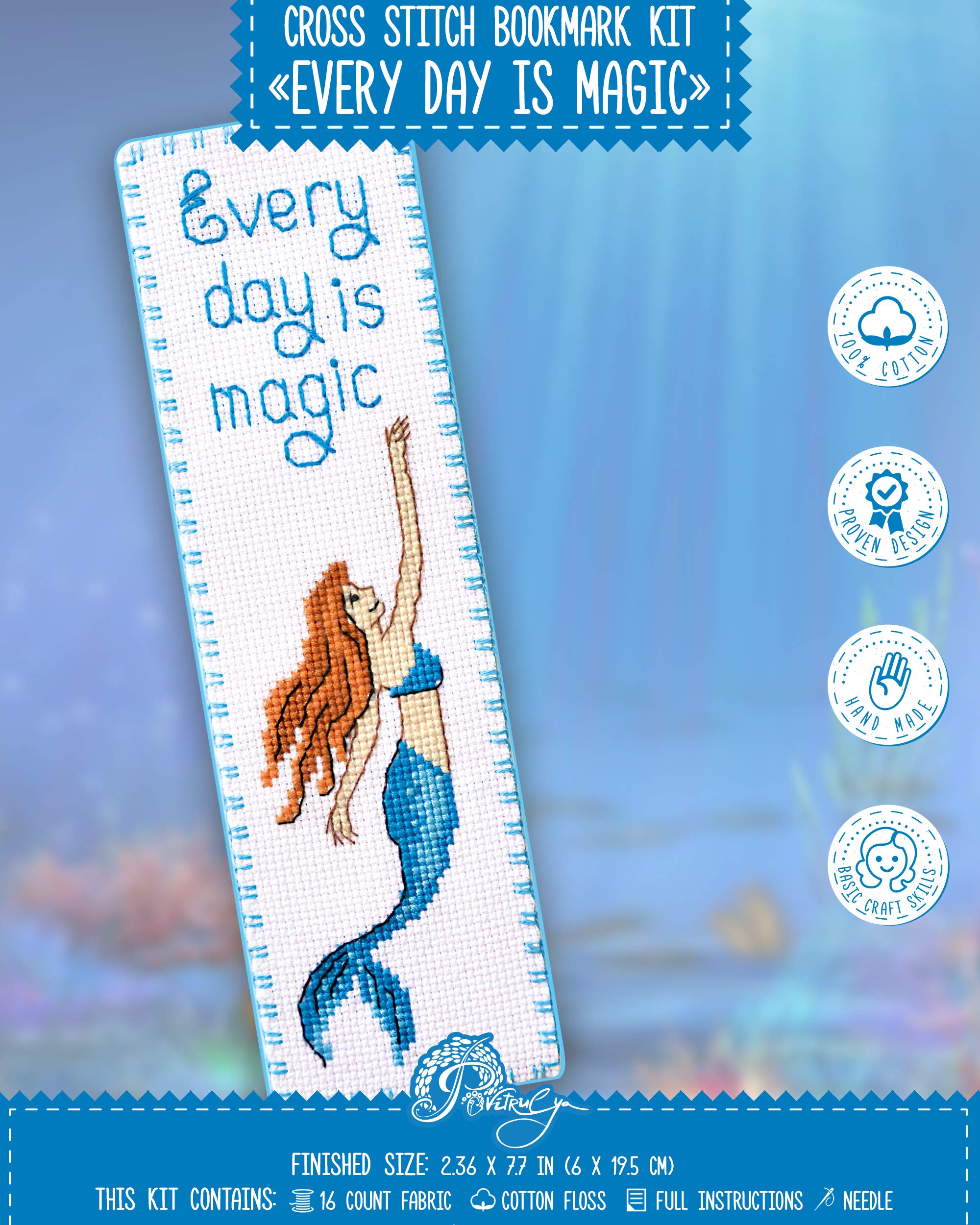 Mermaid Cross Stitch Bookmark kit