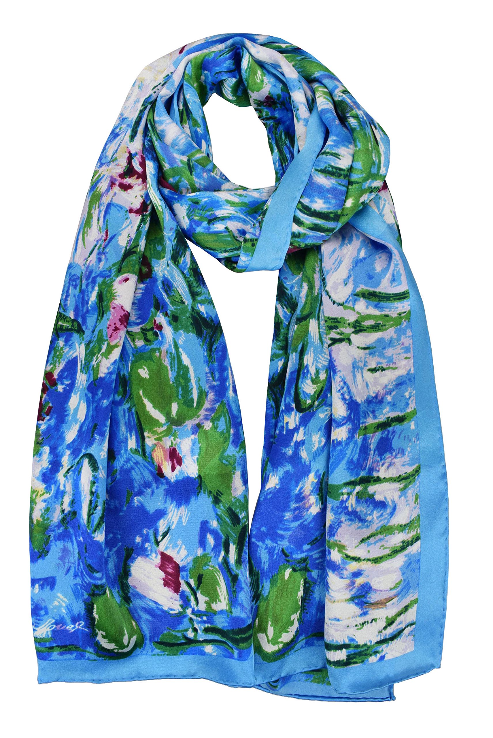 ELEGNA Women 100% Silk Art Collection Scarves Long Shawl Hand Rolled Edge ELEGNA Women 100% Silk Art Collection Scarves Long Shawl Hand Rolled Edge