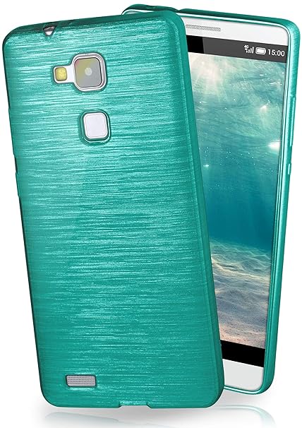 moex Huawei Mate 7 | Hülle Silikon Türkis Brushed Back-Cover TPU Schutzhülle Ultra-Slim Handyhülle für Huawei Ascend Mate 7 C
