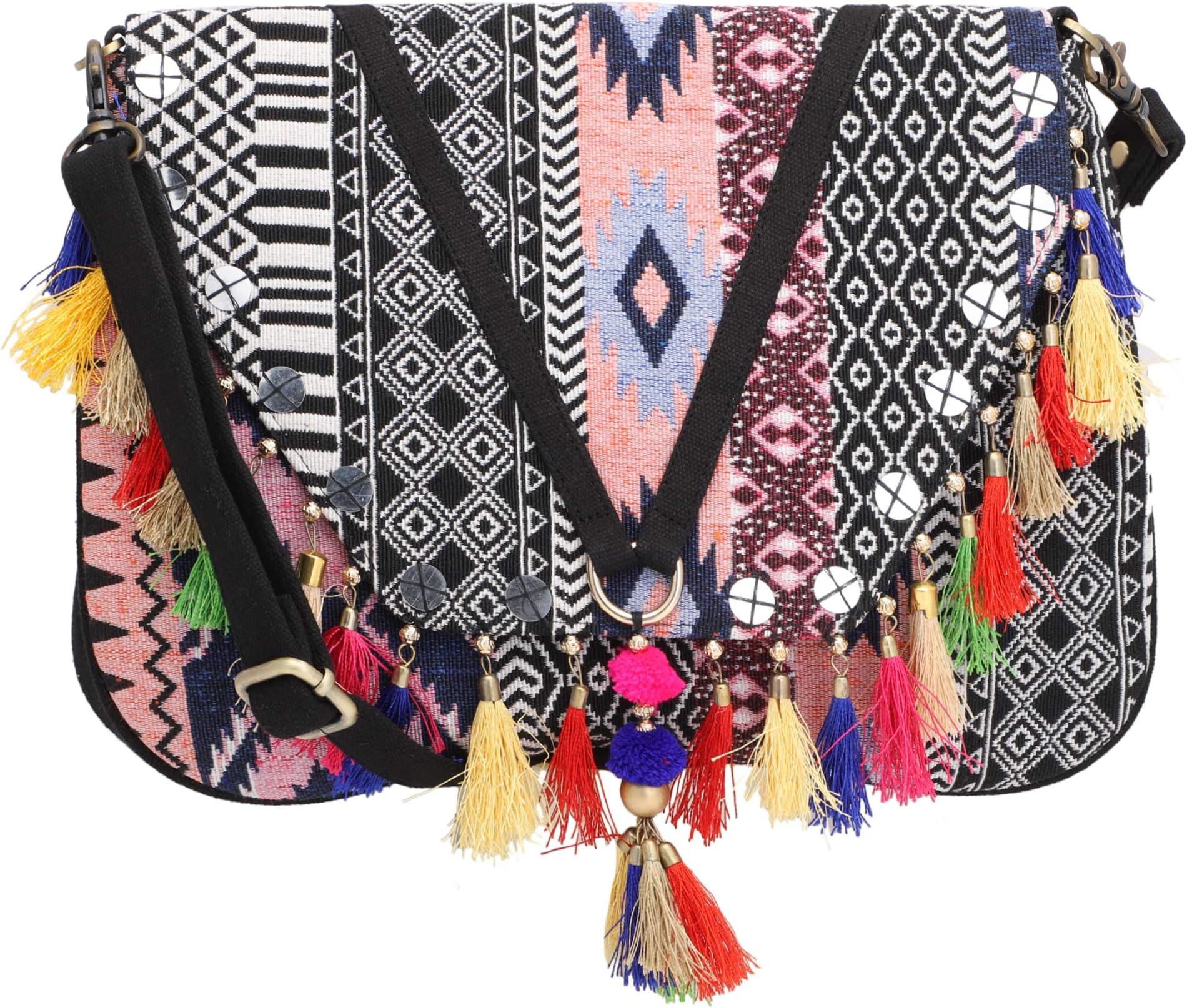 Two Goats Comfort Canvas Casual Bag Sling Bag for Teen Girls Women, Black