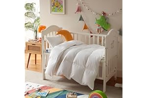 Three Geese Lightweight Toddler Comforter, All Season Down Blanket for Kids, 41x48 Inch White Duvet Insert with Soft Cotton Blend Fabric