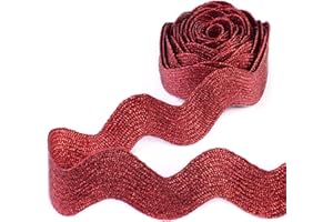 SEWDIYTR Rick Rack Red Wave Bending Fringe Trim 1.6 Inch Wide RIC Rac Jumbo Metallic Lace Ribbon Trim for Sewing Crafts Party Decor 4 Yards
