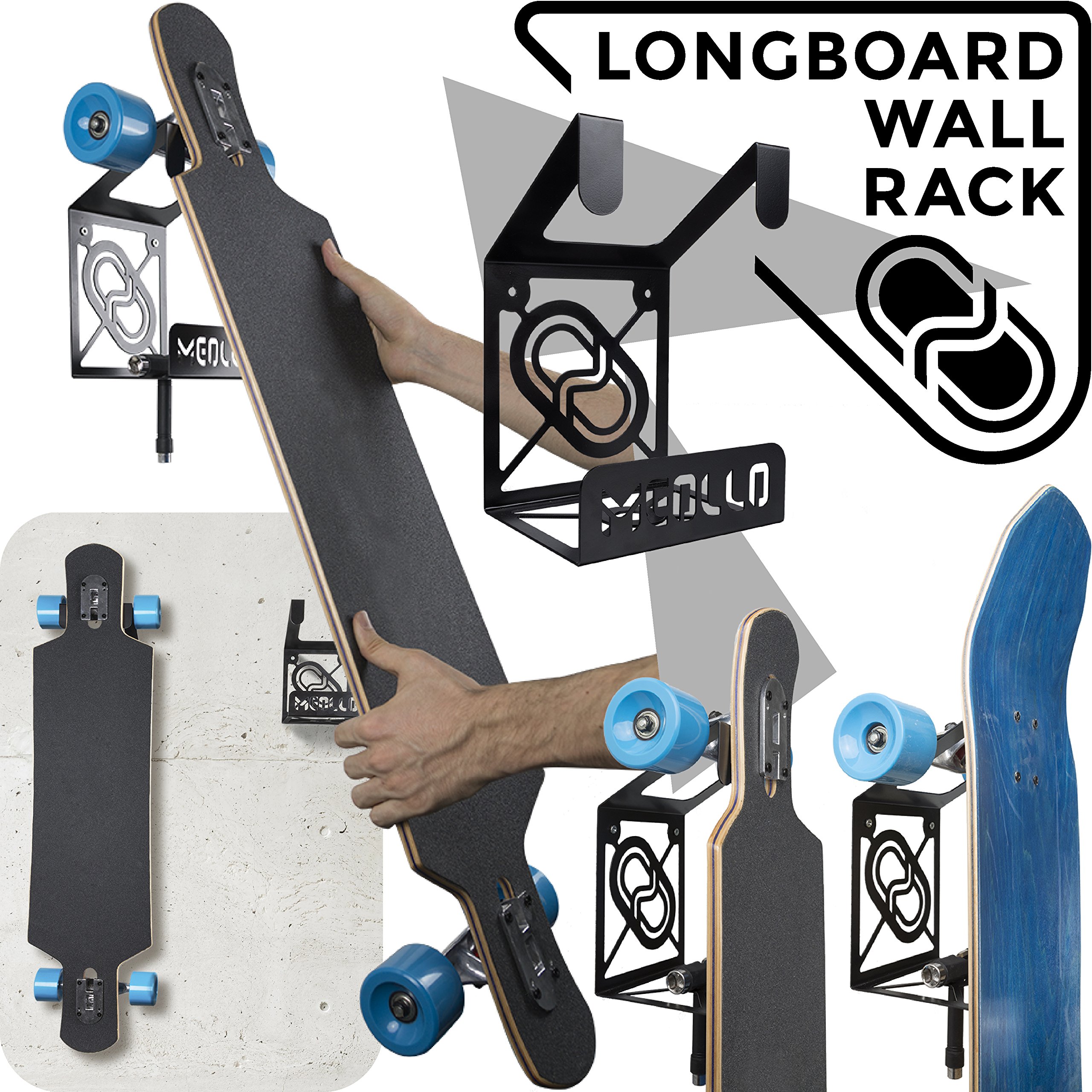 MEOLLO Longboard rack wall mount (100% Steel) (black)