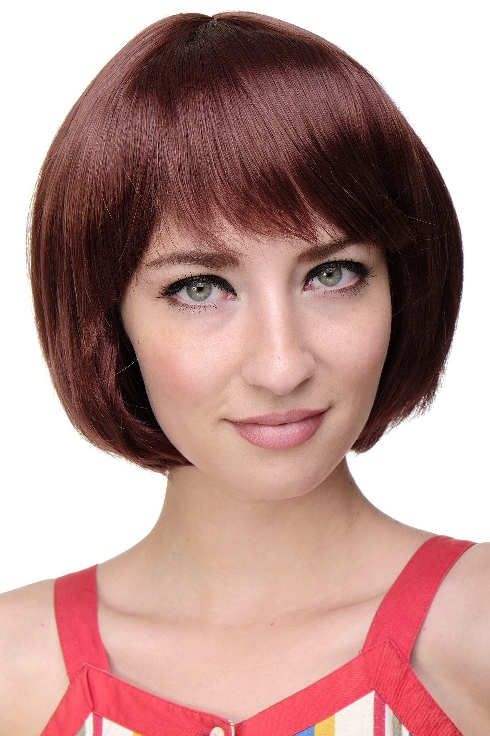 WIG ME UP - Lady Quality Wig Short Page Bob Fringe Bangs Warm Reddish Brown Redbrown 703-35 โ image 1