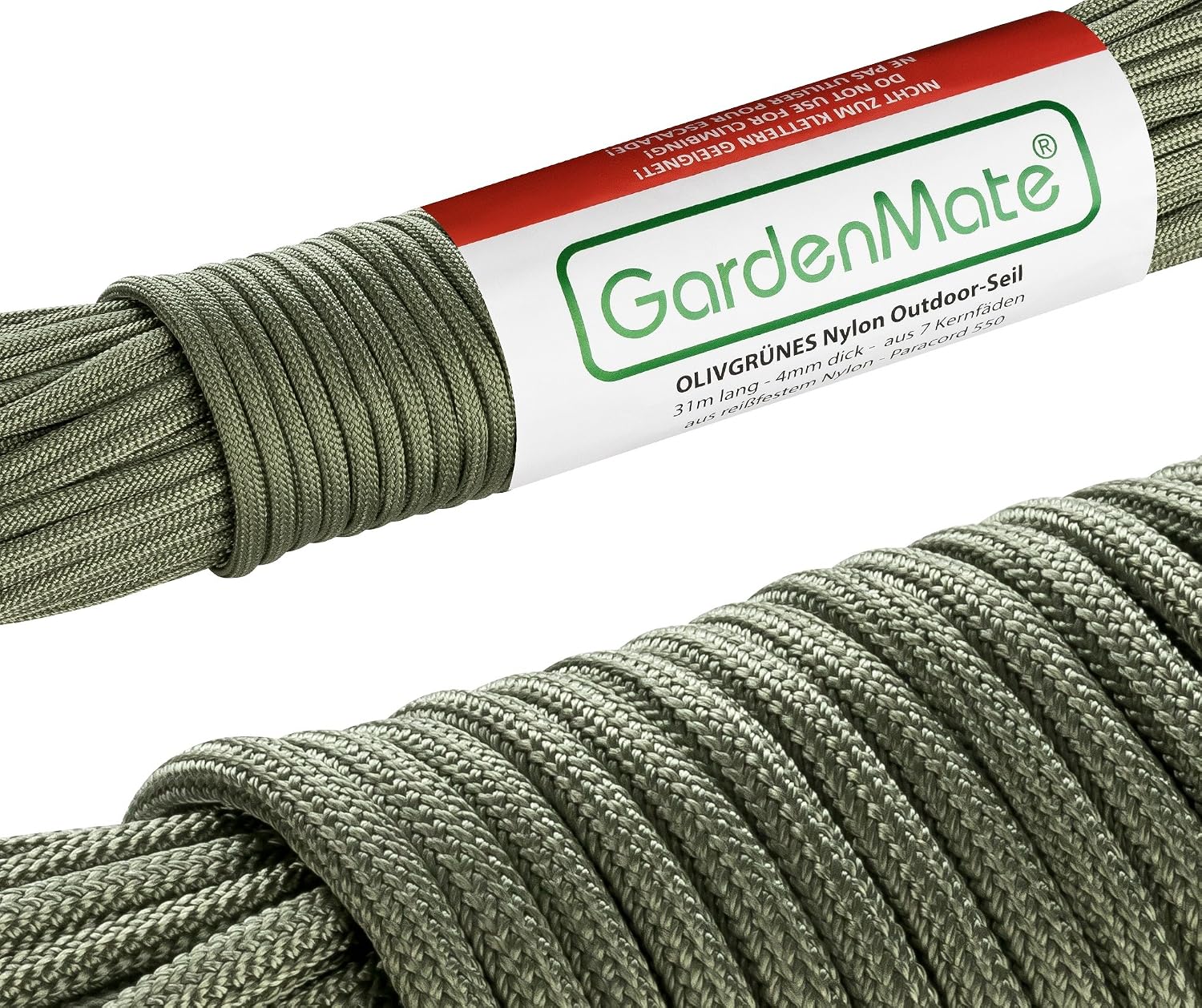 Corde Nylon GardenMate Paracorde 550 - 31m X 4mm, 7 Brins, Multi-Coloris - Pour Jardin, Camping, Bricolage