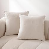 Amazon Basics Boucle Throw Pillow Covers for Couch, Living Room, Home Decor with Hidden Zipper, White, 20&times;20in, Pack of 2